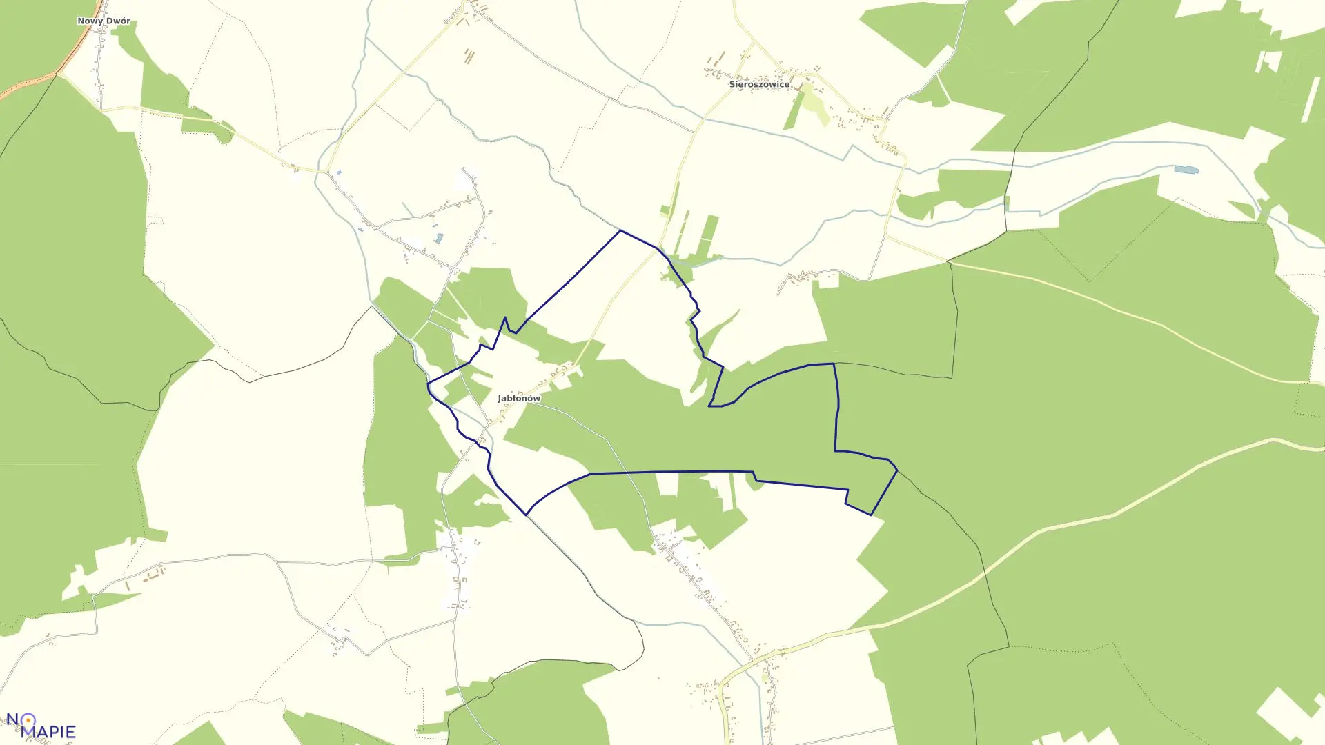 Mapa obrębu Jabłonów w gminie Chocianów