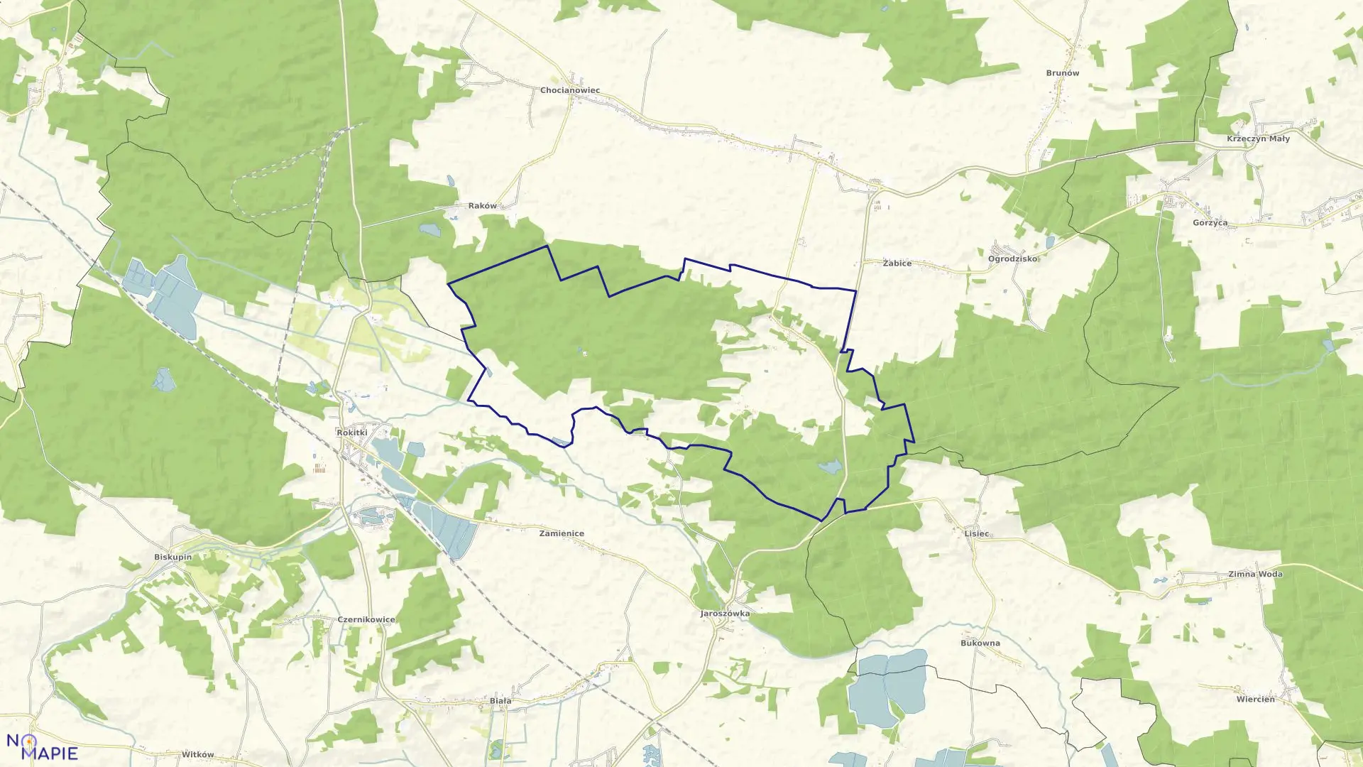 Mapa obrębu Michałów w gminie Chocianów