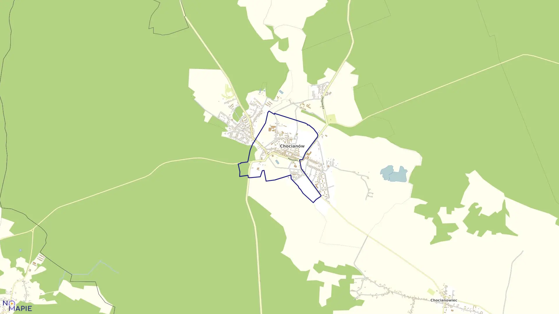 Mapa obrębu Obręb 2 w gminie Chocianów